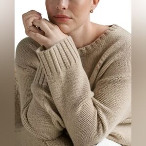 Jenni Kayne Amelia 100% Cashmere Crewneck Sweater Warm Sand 1X